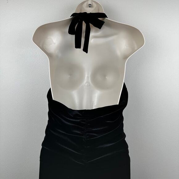 AB Studio Velvet Dress Baby Doll Halter Y2K Black Large Whimsygoth Whitchy - Picture 5 of 11